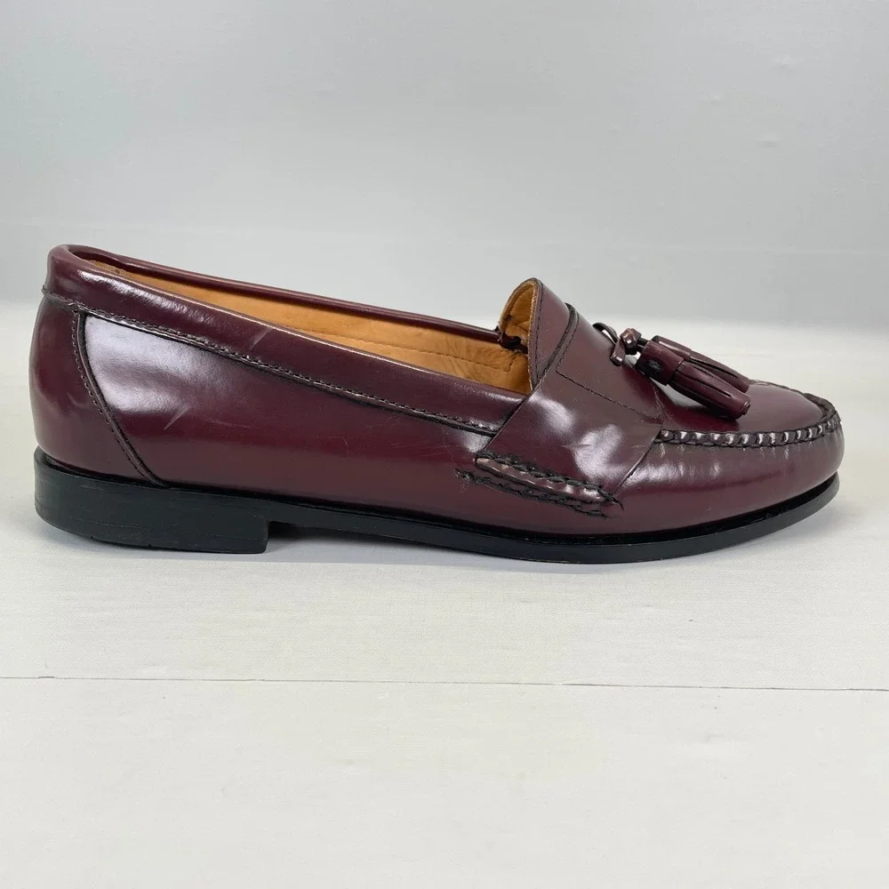GH Bass & Co Harrison II Tassel Loafers Mens Size 9.5 EE Burgundy Leather Shoes